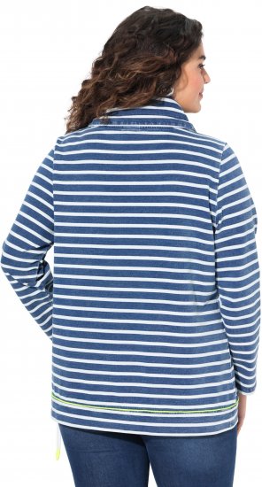 Ulla Popken Striped Turtleneck Neon Detail Sweatshirt Indigo Denim - Puloveri & dukserice - 