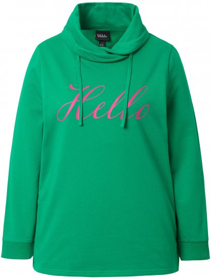 Ulla Popken HELLO Classic Fit Stand-Up Collar Sweatshirt Emerald Green - Puloveri & dukserice - 