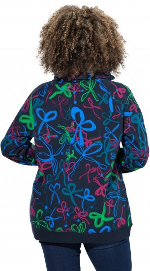 Ulla Popken Ribbon Print Turtleneck Sweatshirt Navy - Majice - 