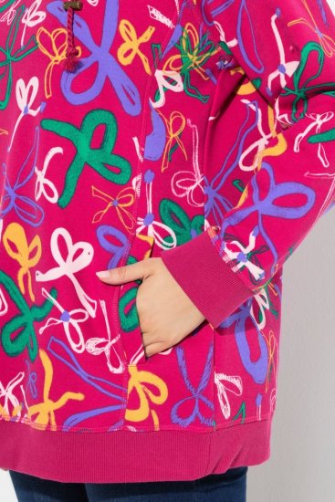 Ulla Popken Ribbon Print Turtleneck Sweatshirt Cherry Red - Puloveri & dukserice - Udobne dukserice, hoodice i pletenina