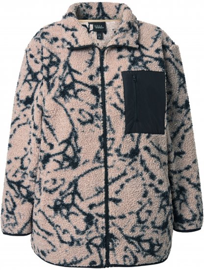 Ulla Popken Marble Print Teddy Fleece Jacket Dark Putty - Puloveri & dukserice - 