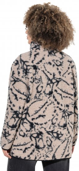 Ulla Popken Marble Print Teddy Fleece Jacket Dark Putty - Puloveri & dukserice - 