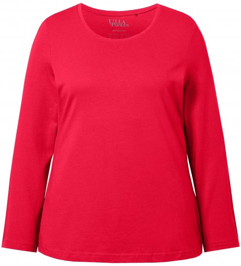 Ulla Popken Basic Round Neck Long Sleeve Slim Fit Cotton Tee Red - Majice - 