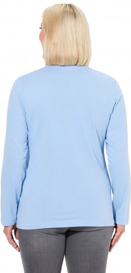 Ulla Popken Basic Round Neck Long Sleeve Slim Fit Cotton Tee Light Blue - Majice - 