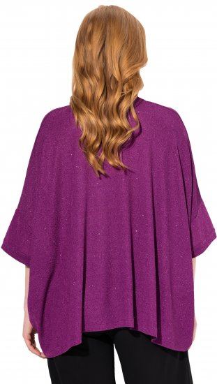 Ulla Popken Sparkling Draped Collared Tee Mulberry - Tiskana majica za žene - 