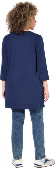 Ulla Popken Floral Motif 3/4 Sleeve Tunic Tee Ink Blue - Tiskana majica za žene - 