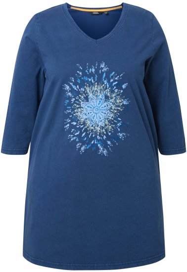Ulla Popken Dandelion Short Sleeve Graphic Tee Ink Blue - Tiskana majica za žene - 