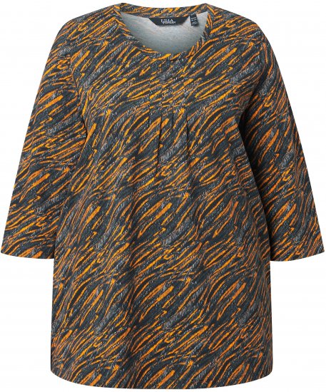 Ulla Popken Graphic Print 3/4 Sleeve Tee Neon Orange - Tiskana majica za žene - 