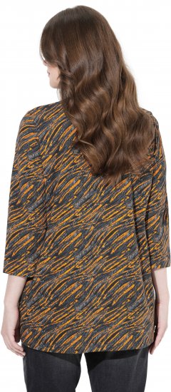 Ulla Popken Graphic Print 3/4 Sleeve Tee Neon Orange - Tiskana majica za žene - 