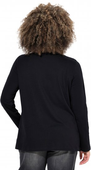 Ulla Popken Holiday Long Sleeve Graphic Tee Black - Tiskana majica za žene - 