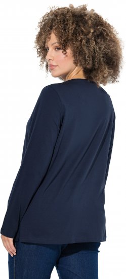 Ulla Popken Holiday Long Sleeve Graphic Tee Navy Blue - Tiskana majica za žene - 