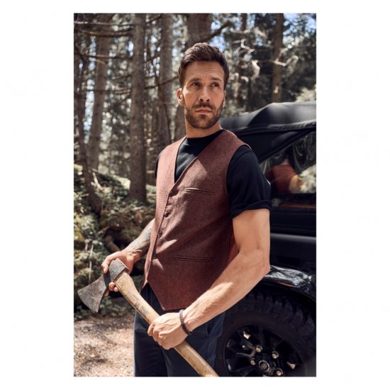 JP1880 Tweed Waistcoat Wool Brick Red - Prsluci - Prsluci u velikim veličinama