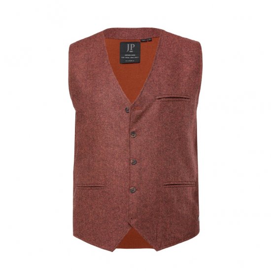 JP1880 Tweed Waistcoat Wool Brick Red - Prsluci - Prsluci u velikim veličinama