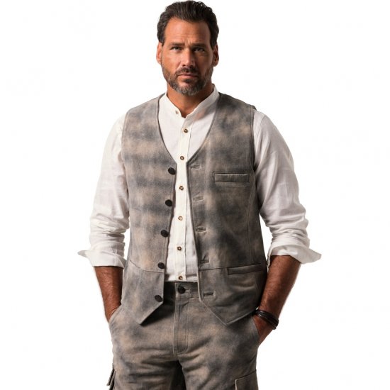 JP1880 Vest Traditional Cowhide Graphite Grey - Trachten & Oktoberfest - Oktoberfest kostimi u velikim veličinama (Trachten)