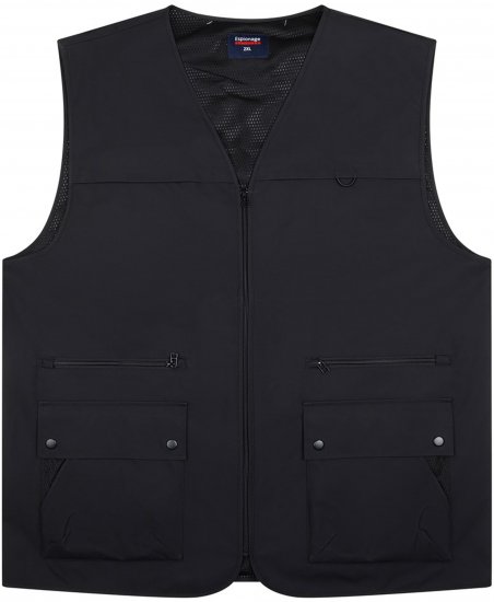 Espionage JT126 Multi Pocket Utility Gilet Black - Prsluci - Prsluci u velikim veličinama