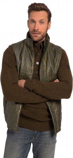 JP1880 Quilted Gilet Vintage Leather Green - Jakne - Muške Jakne Veliki Brojevi