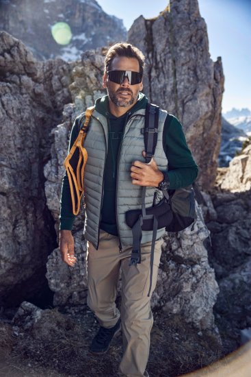 JAY-PI Lightly Quilted Vest with Stomach Fit Grey - Jakne - Muške Jakne Veliki Brojevi