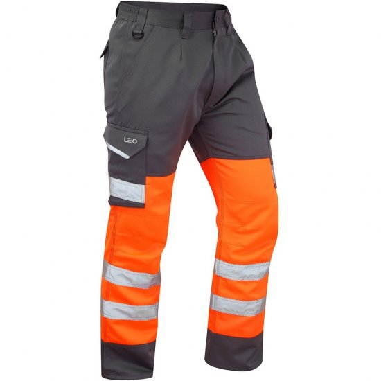 Leo Bideford Ecoviz Poly/Cotton Cargo Trouser Hi-Vis Orange/Grey - Radna odjeća - Radna Odjeća Veliki Brojevi