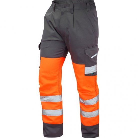 Leo Bideford Ecoviz Poly/Cotton Cargo Trouser Hi-Vis Orange/Grey - Radna odjeća - Radna Odjeća Veliki Brojevi