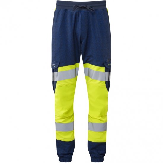 Leo Hawkridge Ecoviz High Performance 4X Stretch Trouser Hi-Vis Yellow/Navy Print - Radna odjeća - Radna Odjeća Veliki Brojevi