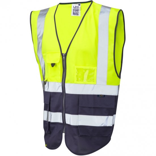 Leo Lynton Ecoviz Superior Waistcoat Hi-Vis Yellow/Navy - Radna odjeća - Radna Odjeća Veliki Brojevi