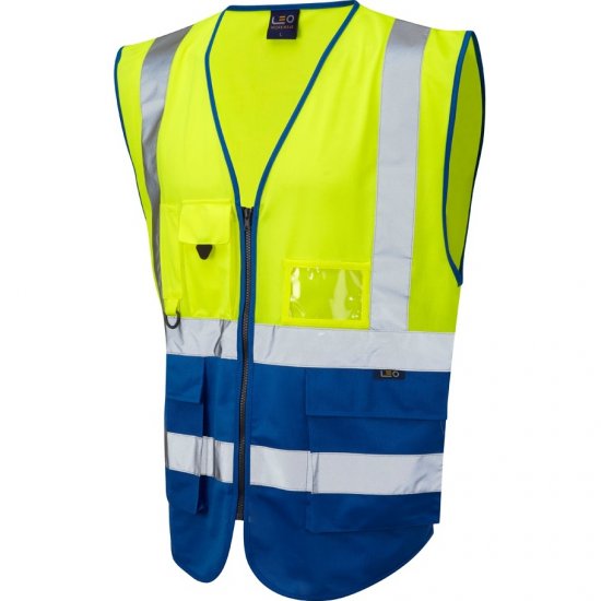 Leo Lynton Ecoviz Superior Waistcoat Hi-Vis Yellow/Royal Blue - Radna odjeća - Radna Odjeća Veliki Brojevi