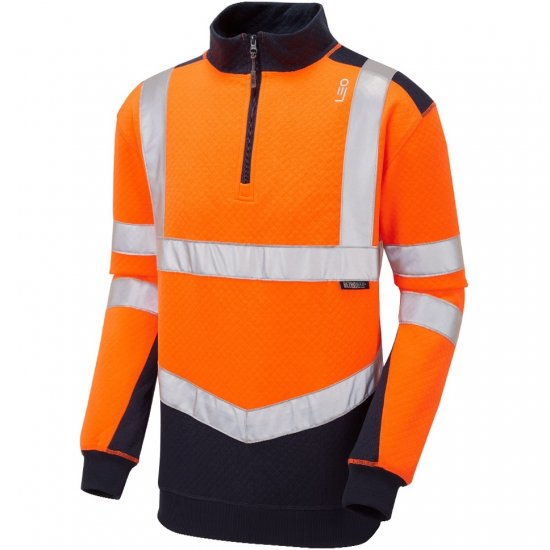 Leo Tapeley Ecoviz Dual Colour 1/4 Zip Sweatshirt Hi-Vis Orange/Navy - Radna odjeća - Radna Odjeća Veliki Brojevi