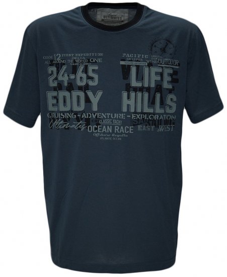 EDDY HILLS Life T-shirt Navy - Majice Kratkih Rukava - Muške Majice Kratkih Rukava Veliki Brojevi 