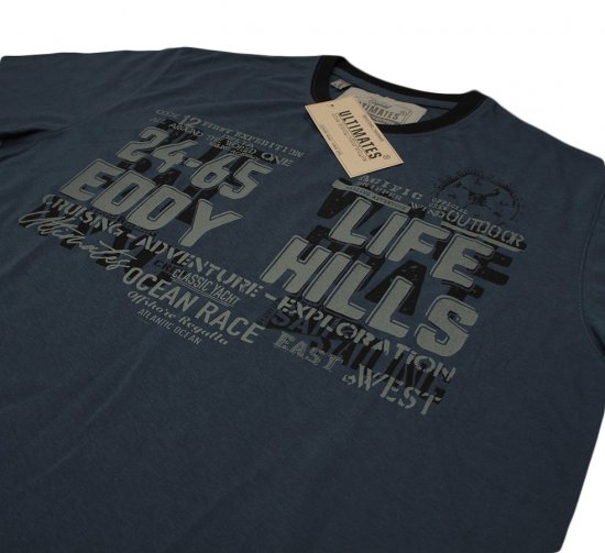 EDDY HILLS Life T-shirt Navy - Majice Kratkih Rukava - Muške Majice Kratkih Rukava Veliki Brojevi 
