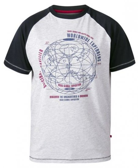 D555 Obama Worldwide Explorers T-Shirt Off White Marl - Majice Kratkih Rukava - Muške Majice Kratkih Rukava Veliki Brojevi 