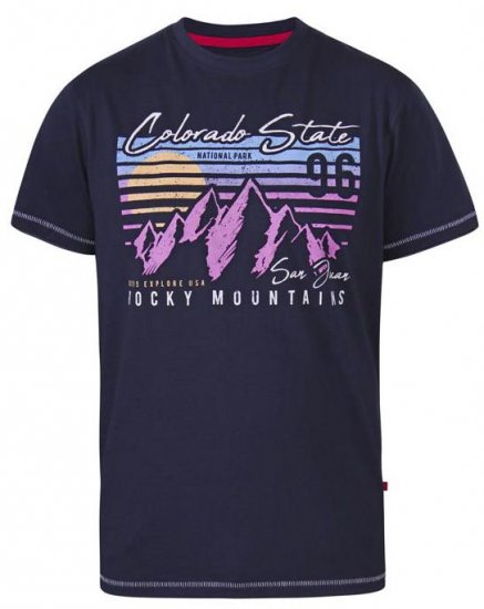 D555 Orkney Rocky Mountains Crew Neck T-Shirt Navy - Majice Kratkih Rukava - Muške Majice Kratkih Rukava Veliki Brojevi 