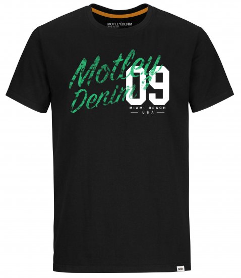 Motley Denim Oxford T-Shirt Green on Black - Majice Kratkih Rukava - Muške Majice Kratkih Rukava Veliki Brojevi 
