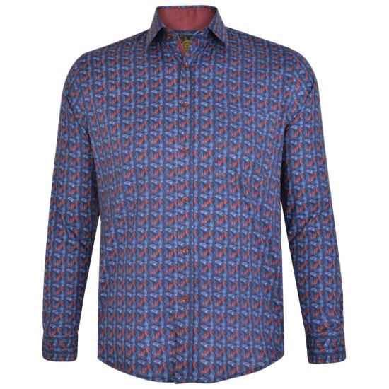 Kam Jeans P005 LS Digital Leaf Print Shirt - Košulje - Muške Košulje Veliki Brojevi