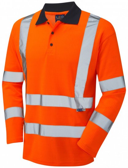 Leo Swimbridge Comfort L/S Polo Shirt Hi-Vis Orange - Radna odjeća - Radna Odjeća Veliki Brojevi