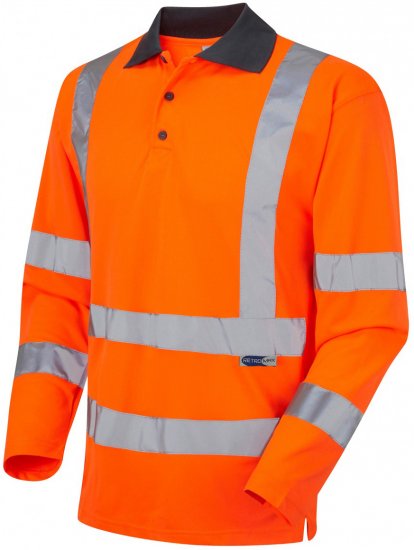 Leo Woolsery Coolviz L/S Polo Shirt Hi-Vis Orange - Radna odjeća - Radna Odjeća Veliki Brojevi