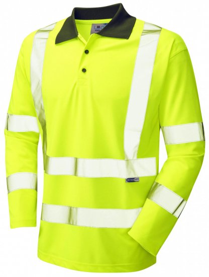 Leo Woolsery Coolviz L/S Polo Shirt Hi-Vis Yellow - Radna odjeća - Radna Odjeća Veliki Brojevi