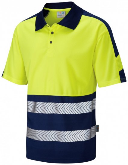 Leo Watersmeet Coolviz Plus Polo Hi-Vis Yellow/Navy - Radna odjeća - Radna Odjeća Veliki Brojevi