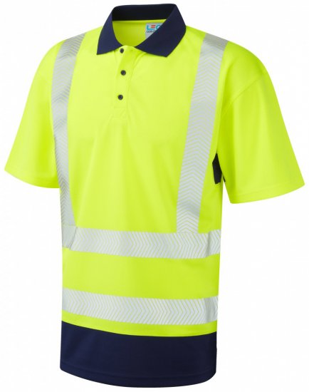 Leo Mortehoe Coolviz Plus Polo Hi-Vis Yellow/Navy - Radna odjeća - Radna Odjeća Veliki Brojevi