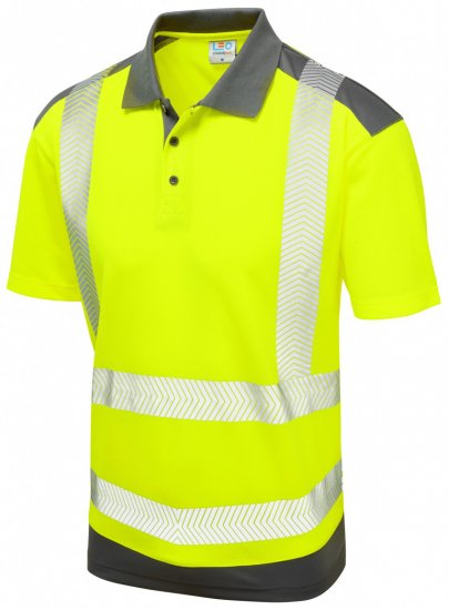 Leo Peppercombe Coolviz Plus Polo Hi-Vis Yellow/Grey - Radna odjeća - Radna Odjeća Veliki Brojevi