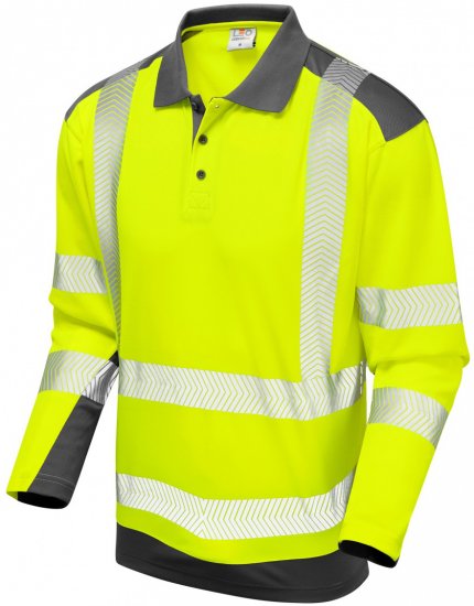 Leo Wringcliff Coolviz Plus L/S Polo Hi-Vis Yellow/Grey - Radna odjeća - Radna Odjeća Veliki Brojevi