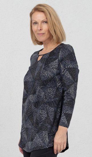 Scandinavian Caramel Triangles Tunic Dark Blue - Tiskana majica za žene - 