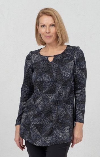 Scandinavian Caramel Triangles Tunic Dark Blue - Tiskana majica za žene - 