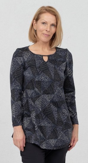 Scandinavian Caramel Triangles Tunic Dark Blue - Tiskana majica za žene - 