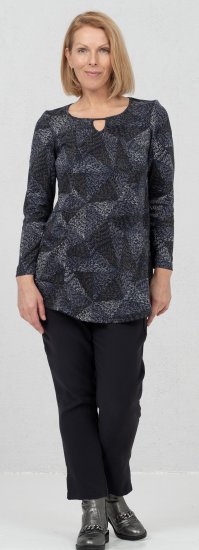 Scandinavian Caramel Triangles Tunic Dark Blue - Tiskana majica za žene - 