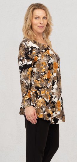 Scandinavian Caramel Flower Petals Tunic Orange and Brown - Tiskana majica za žene - 