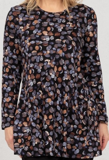 Scandinavian Caramel Flower Petals Tunic Copper and Blue - Tiskana majica za žene - 