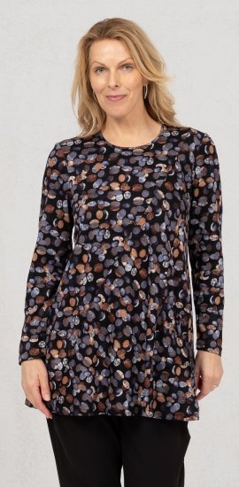 Scandinavian Caramel Flower Petals Tunic Copper and Blue - Tiskana majica za žene - 