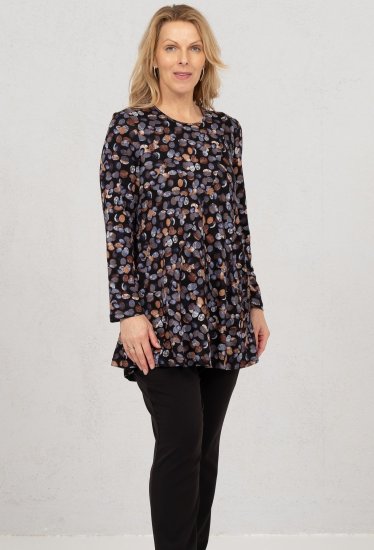 Scandinavian Caramel Flower Petals Tunic Copper and Blue - Tiskana majica za žene - 