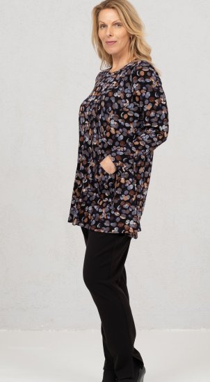 Scandinavian Caramel Flower Petals Tunic Copper and Blue - Tiskana majica za žene - 
