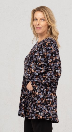 Scandinavian Caramel Flower Petals Tunic Copper and Blue - Tiskana majica za žene - 